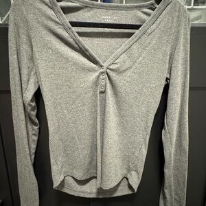 American Eagle Outfitters Heather Gray Long Sleeve Top